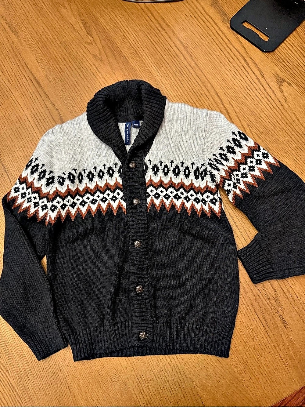Janie and Jack Boys Fair Isle Shawl Collar Cardigan Sweater